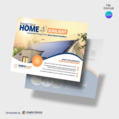 Solar Direct Mail Marketing EDDM Mailer Design Canva Template