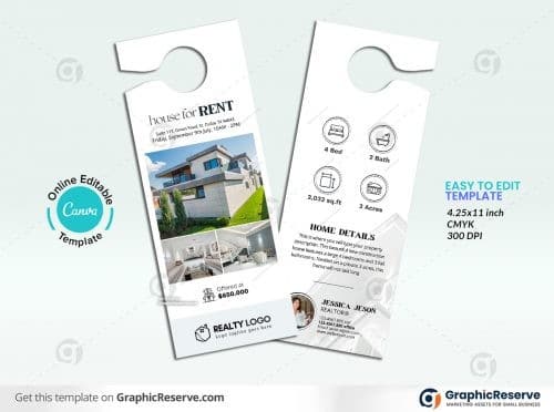 House for Rent Real Estate Door Hanger Design