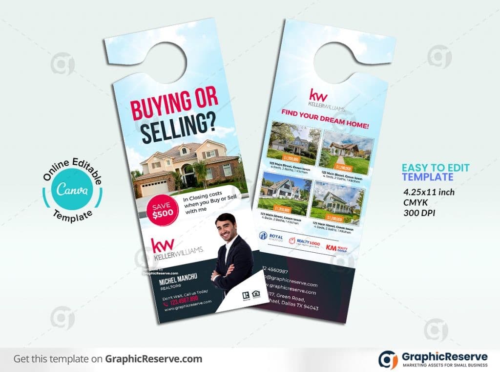 Buying or Selling Real Estate Door Hanger Design
