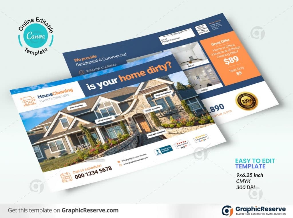 House Cleaning Service EDDM Mailer Postcard Design