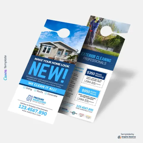 Canva Door Hanger Template for Pressure Washing Marketing