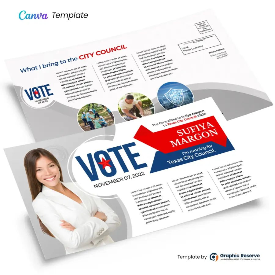 Canva Political Campaign Postcard Template – Direct Mail Design