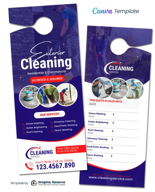 Exterior Cleaning Service Door Hanger Design (Canva template)