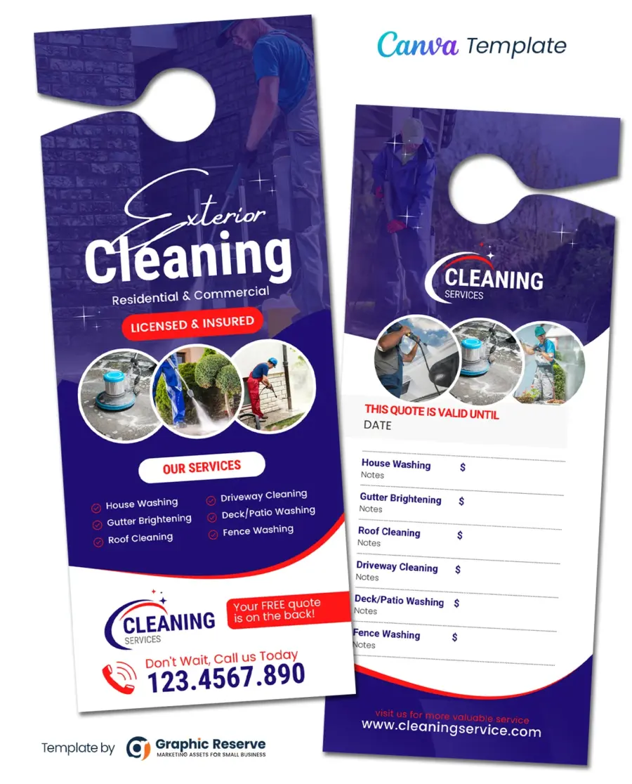 Exterior Cleaning Service Door Hanger Design (Canva template)