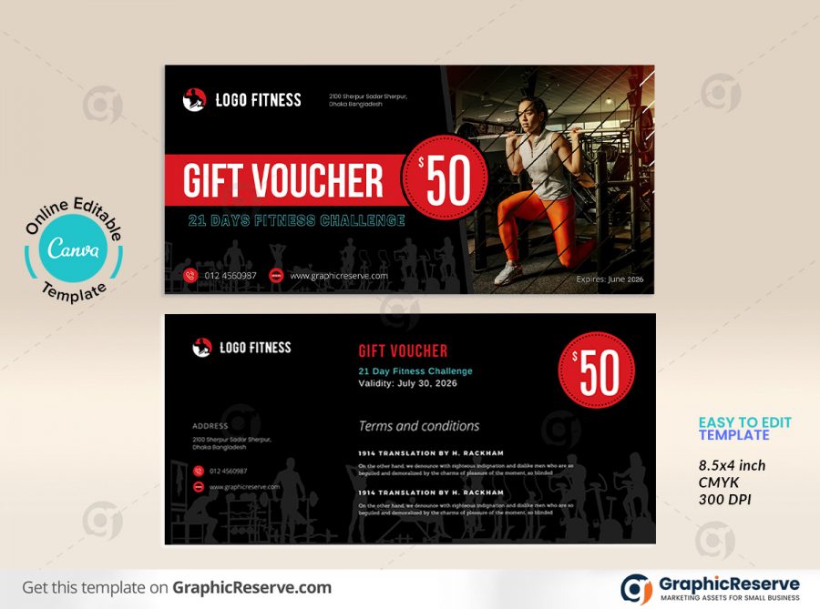 Gym Gift Voucher Design Template