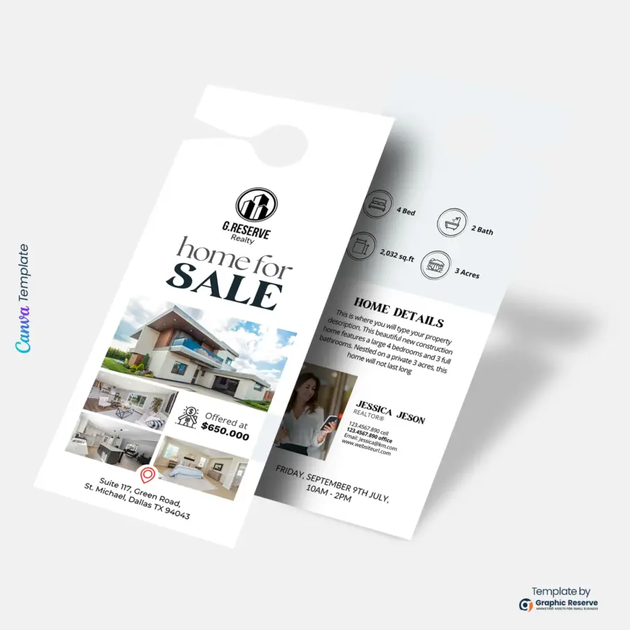 Home for Sale Real Estate Door Hanger Design Canva