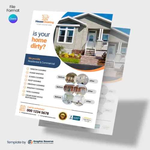 House Cleaning Service Flyer Design Canva Template 3