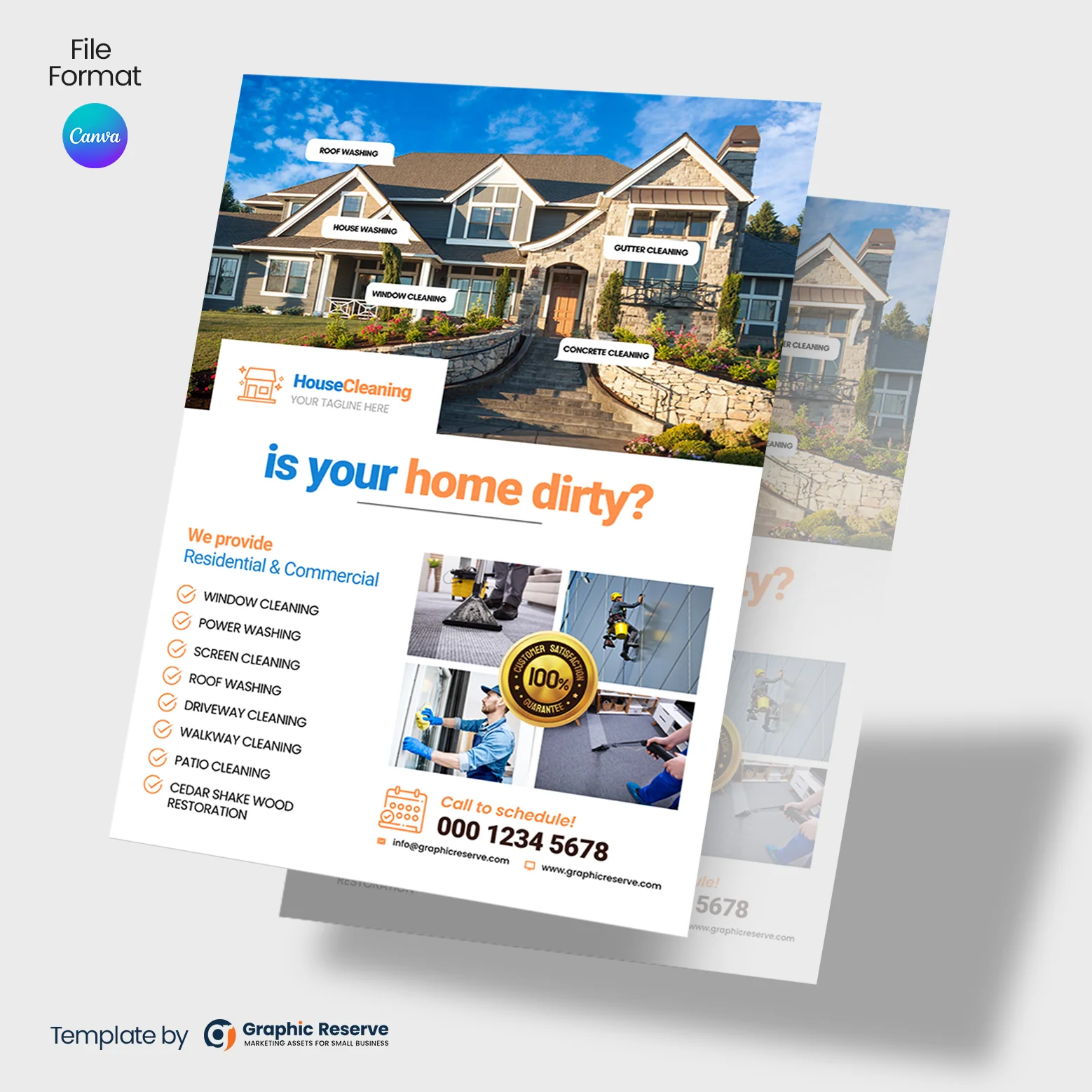 House Cleaning Service Flyer Design (Canva template) – Canva template