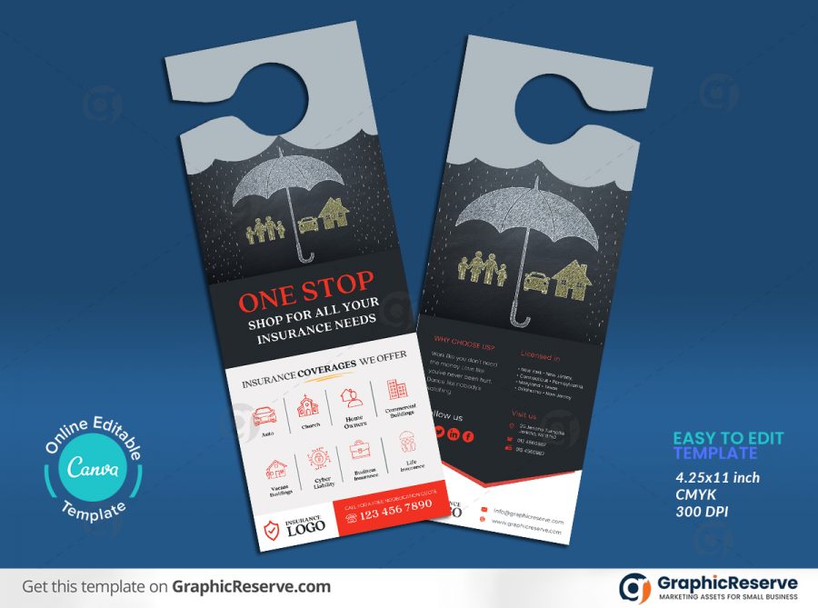 Insurance Company Door Hanger Design Template