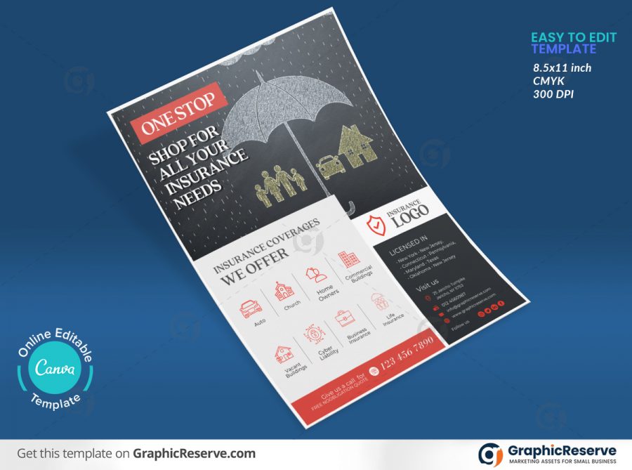 Insurance Company Flyer Template Canva