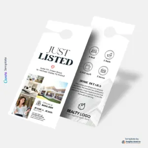 Just Listed Real Estate Door Hanger Design for realtors