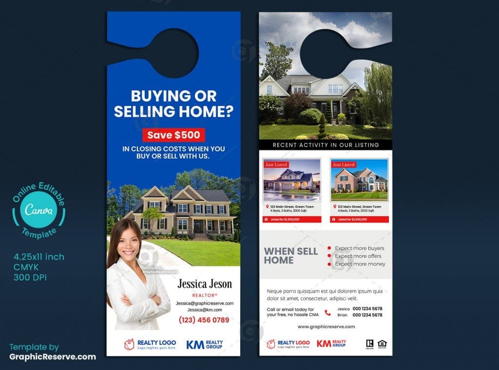 Real Estate Door Hanger Canva Template