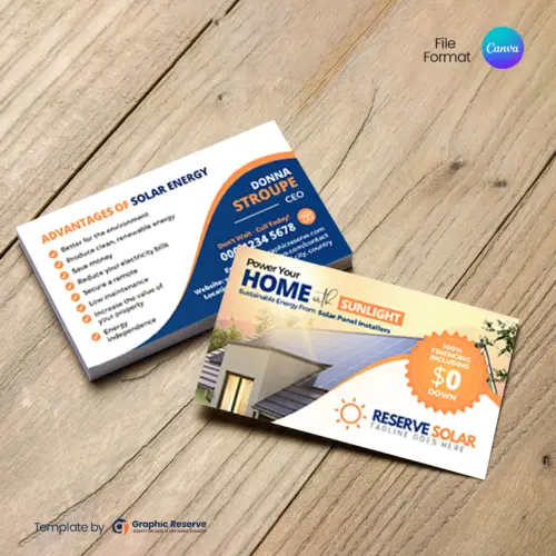 Solar Business Card – Customizable Canva Templates for Solar Companies