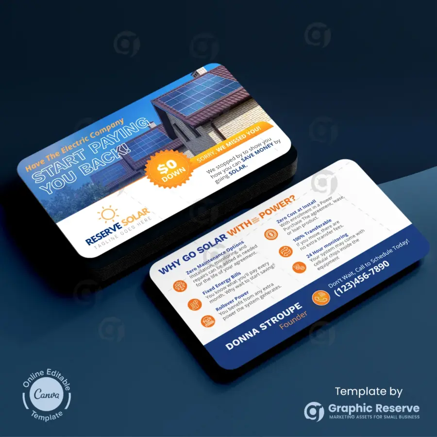 Solar Company Business Card – Sleek & Professional Canva Template