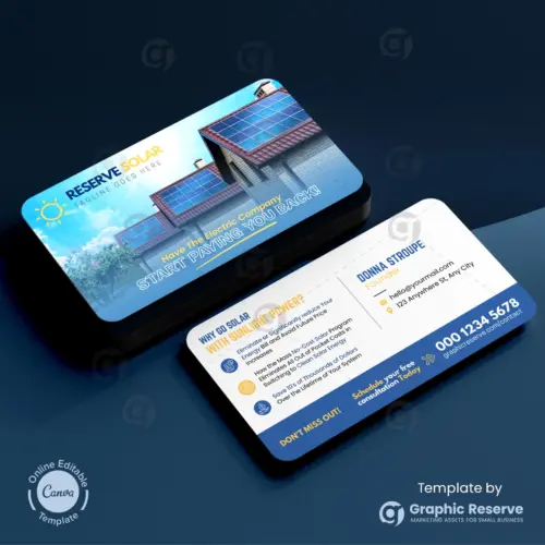 Solar Energy Business Card – Editable Canva Design for Solar Installers