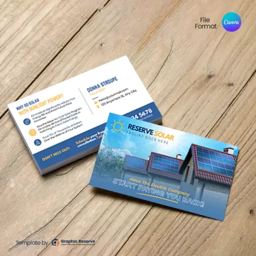 Solar Energy Business Card – Editable Canva Design