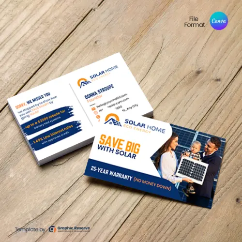 Solar Panel Company Business Card – Canva Template for Solar