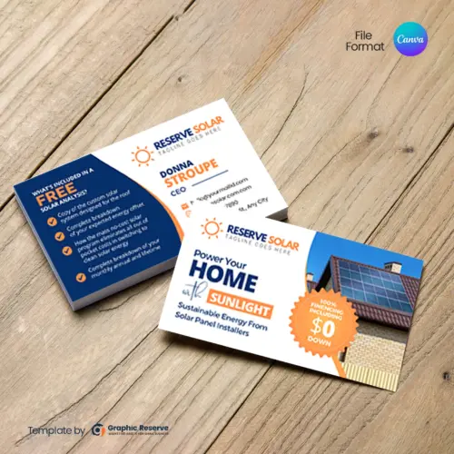 Solar Service Marketing Business Card Design (Canva template