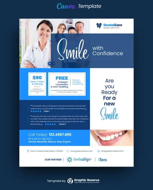 Dental Coupon Flyer Design Canva template