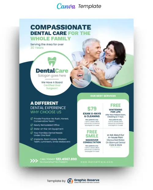 Dental Promotional Service Flyer Canva template