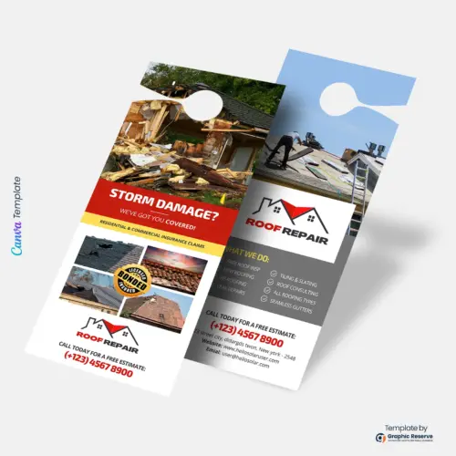 Customizable Property Damage Repair Door Hanger | Printable Canva Template for Home Restoration Services