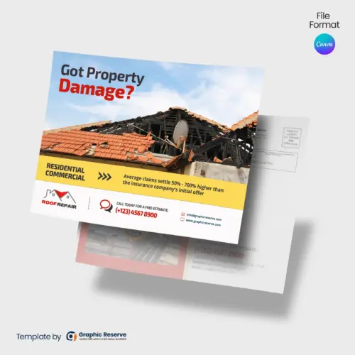 Damage-Property-Roof-Repair-EDDM-Postcard-Canva-template Design