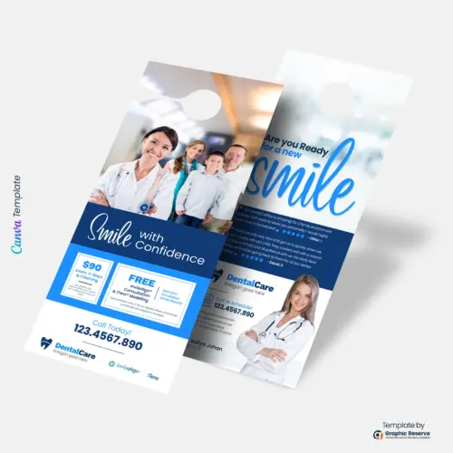 Dental Coupon Door Hanger Canva template Printable Design
