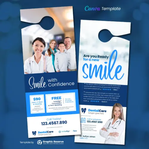 Dental Coupon Door Hanger Canva template