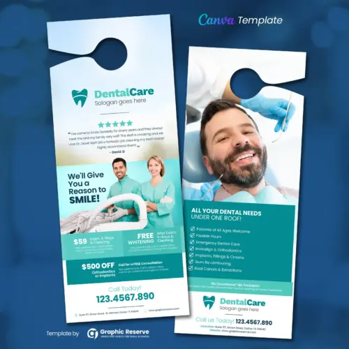 Dental Coupon Door Hanger Design Canva template