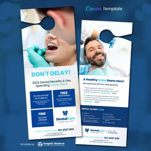 Dental Service Door Hanger Design Canva template