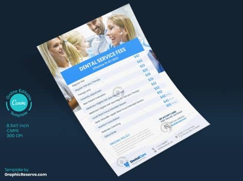 Dental Service Fees Price List Flyer