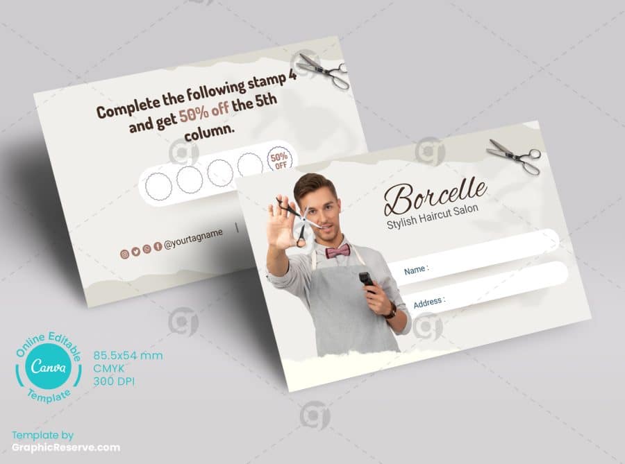 Haircut Salon Loyalty Card