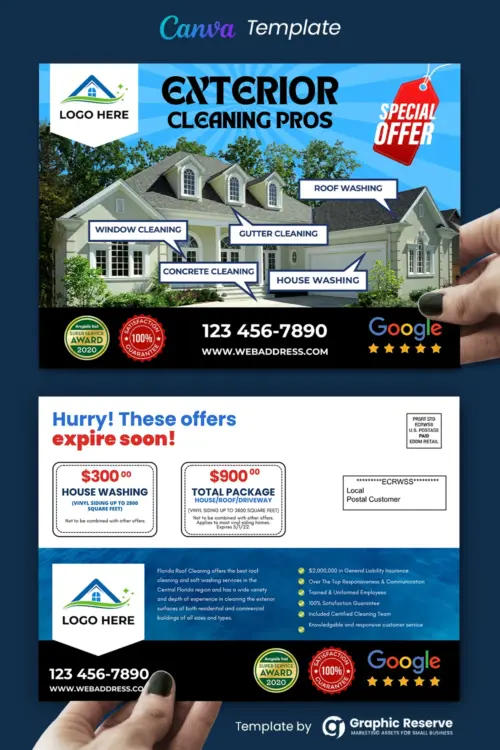 House Cleaning Postcard Template (Online Editable Canva Format)