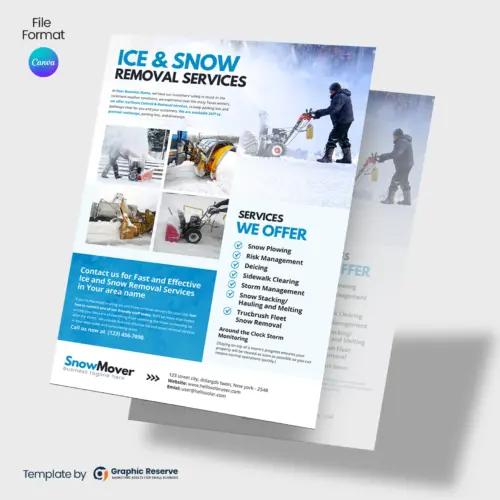 Ice & Snow Removal Flyer Design Canva template