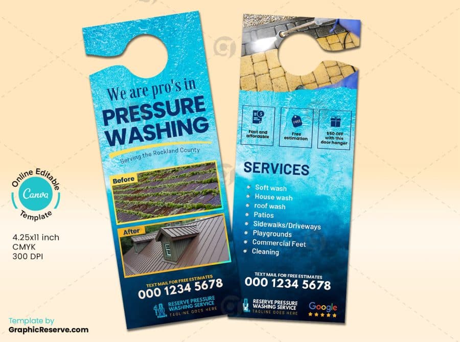 Pressure washing door hanger design template