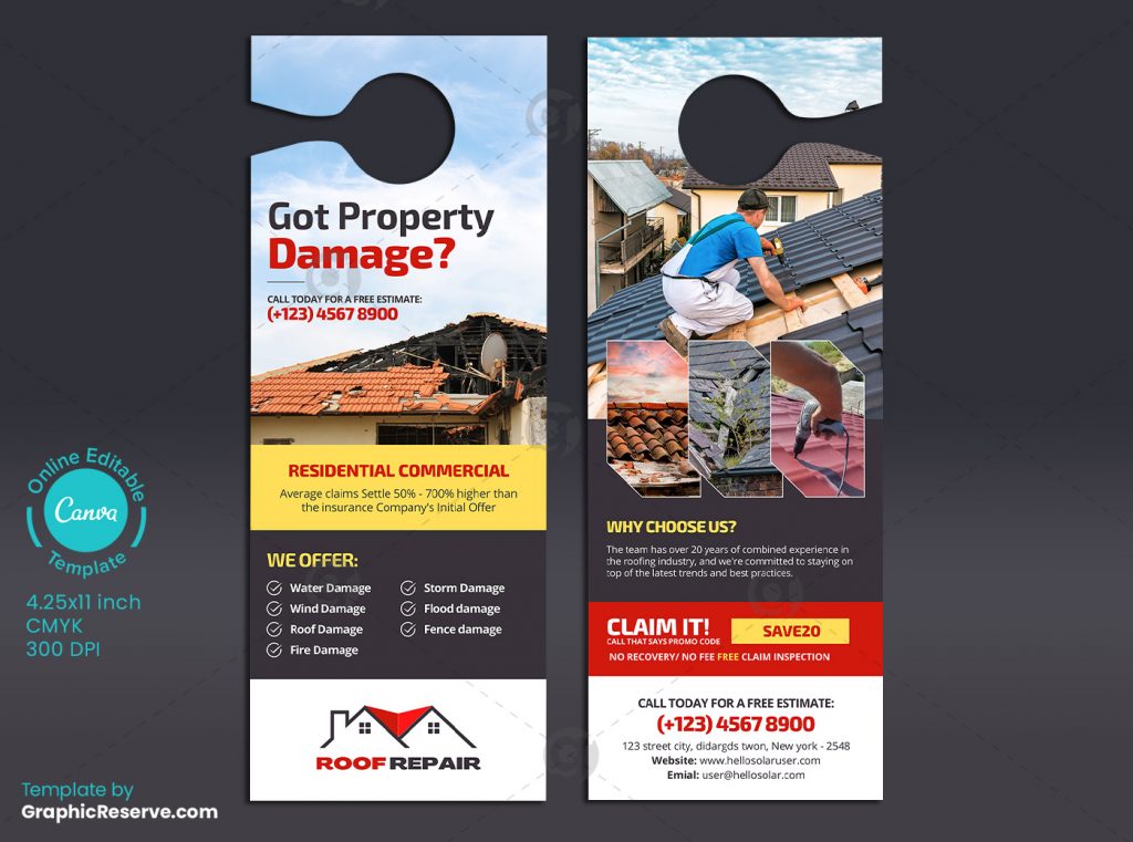 10+ Roofing Door Hangers (CANVA Design Templates/Ideas)