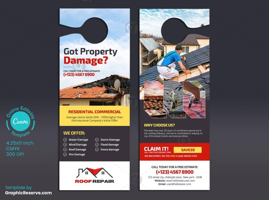 Property Damage Roofing Door Hanger