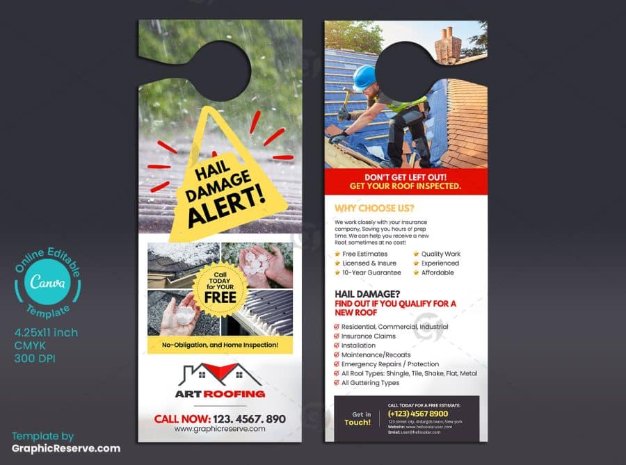 Roof Hail Damage Alert Door Hanger Design