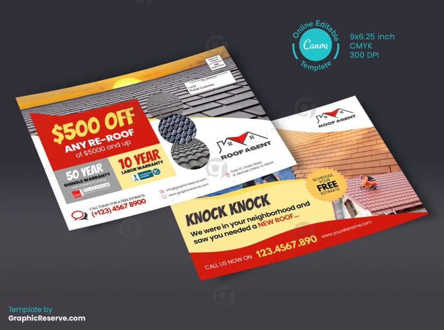 Roof Repairing Direct Mail EDDM Postcard Back