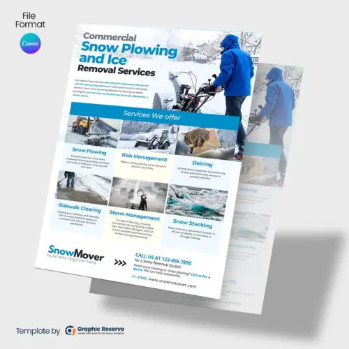 Snow Plowing & Ice Removal Flyer Canva template