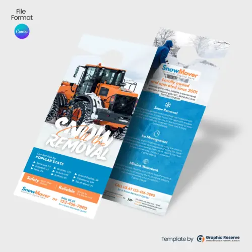 Snow Removal Service Door Hanger Design Canva template