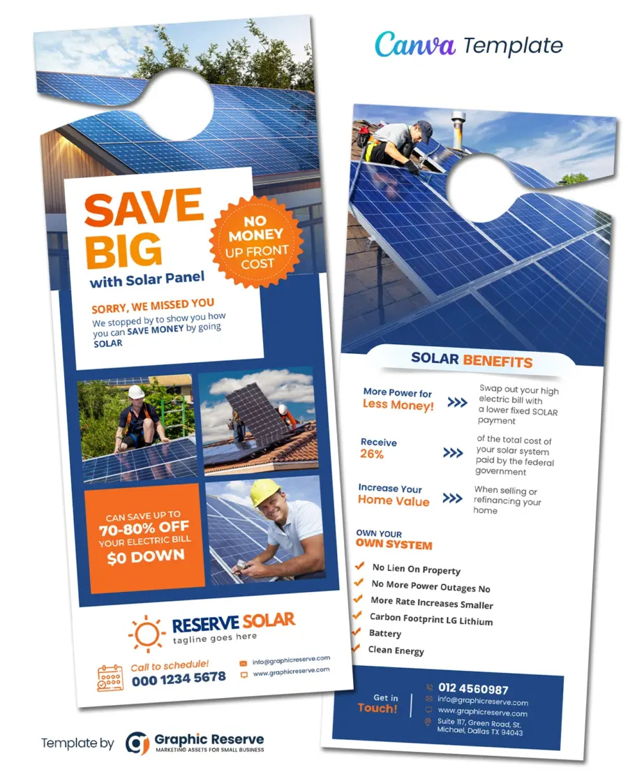 Solar Door Hanger Template (Online Editable Canva Design)