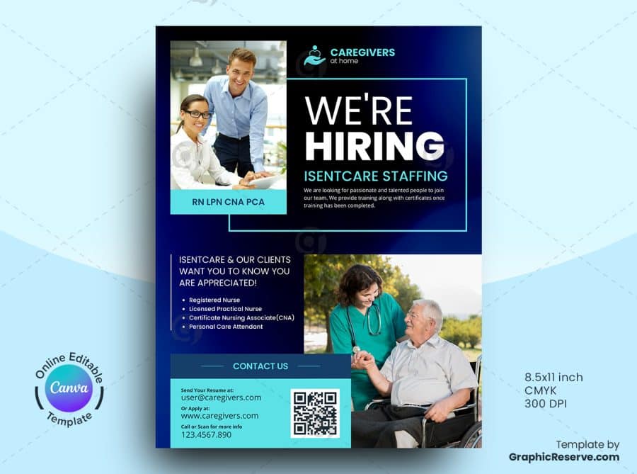 Caregivers Hiring Home Care Canva Flyer 3 in 1 Bundle Template - Image 4