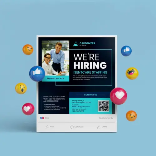 Caregivers Hiring Social Media Post Canva template