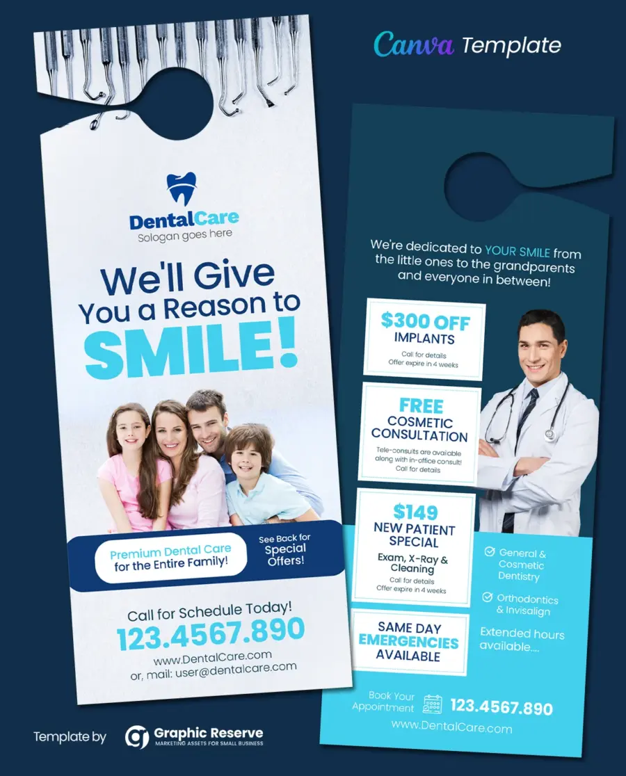 Dental Promotional Door Hanger (Canva Template) - Image 2