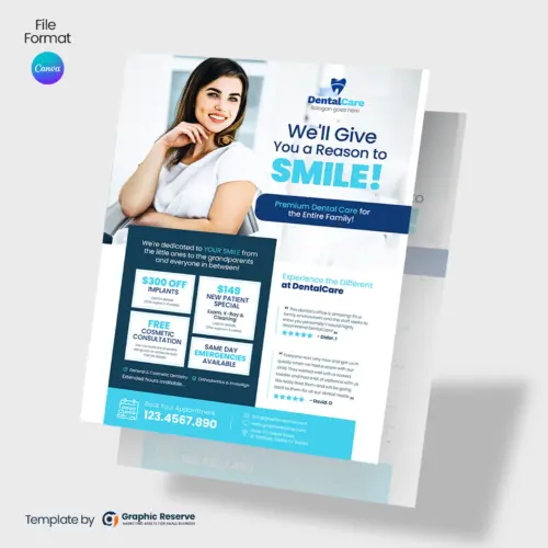 Dental Promotional Flyer Design Canva template