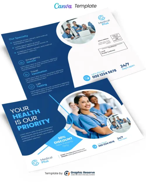 Medical Direct Mail Design Canva Template