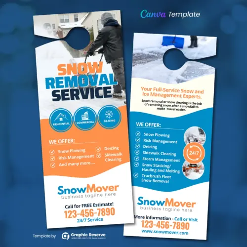 Snow Removal Service Door Hanger Canva template