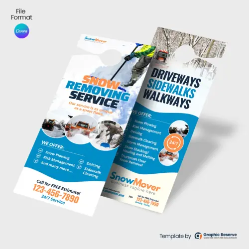 Snow Removing Service Door Hanger Canva template