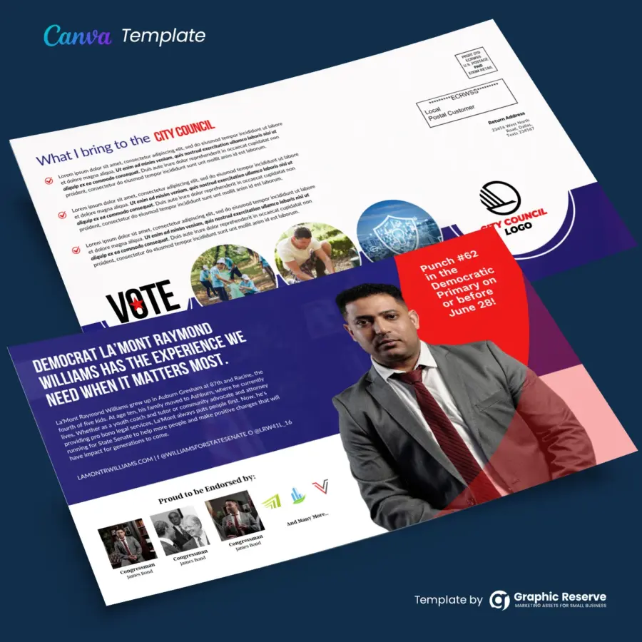 Customizable Political Postcard Template for Direct Mail Campaigns